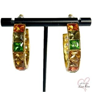 Square Gem Hoop Earrings (J.Crew)